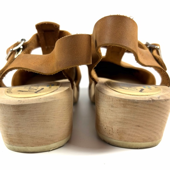 Lotta From Stockholm Wooden Clog Sandals Womens EU 40 Brown Leather Ankle Strap - Picture 8 of 10